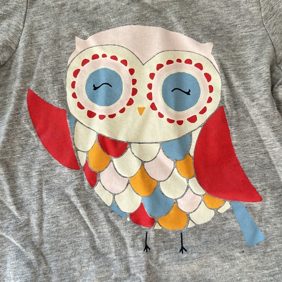 🦉EUC Baby Gap girls long sleeved shirt gray 6-12 mo baby owl - Picture 2 of 6